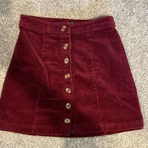 Forever 21 Burgundy Corduroy Mini Skirt